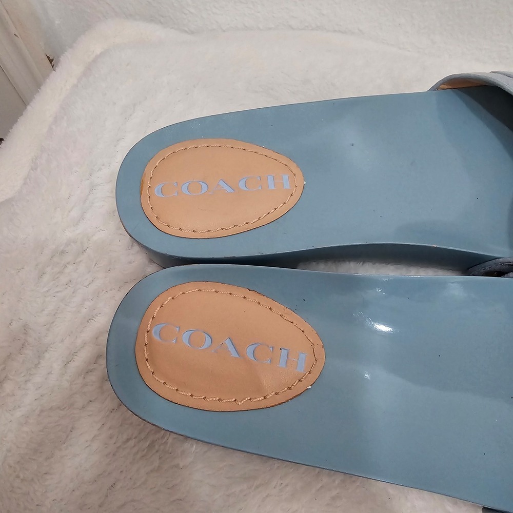 Coach Bleeker Suede Blue Sandals Women's Size 8 - Picture 5 of 7